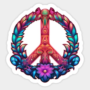 Floral Peace Sign Sticker